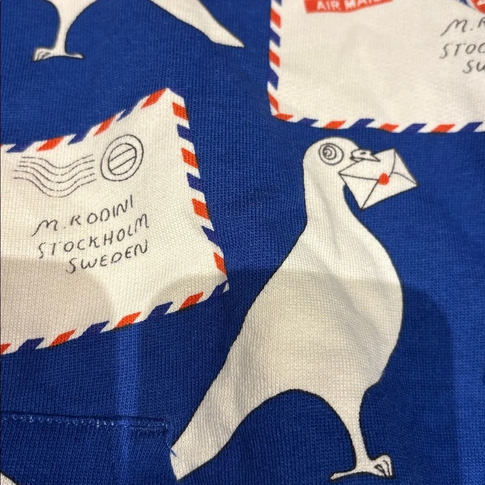 Mini Rodini pigeons Blue Hoodie - Picture 5 of 7